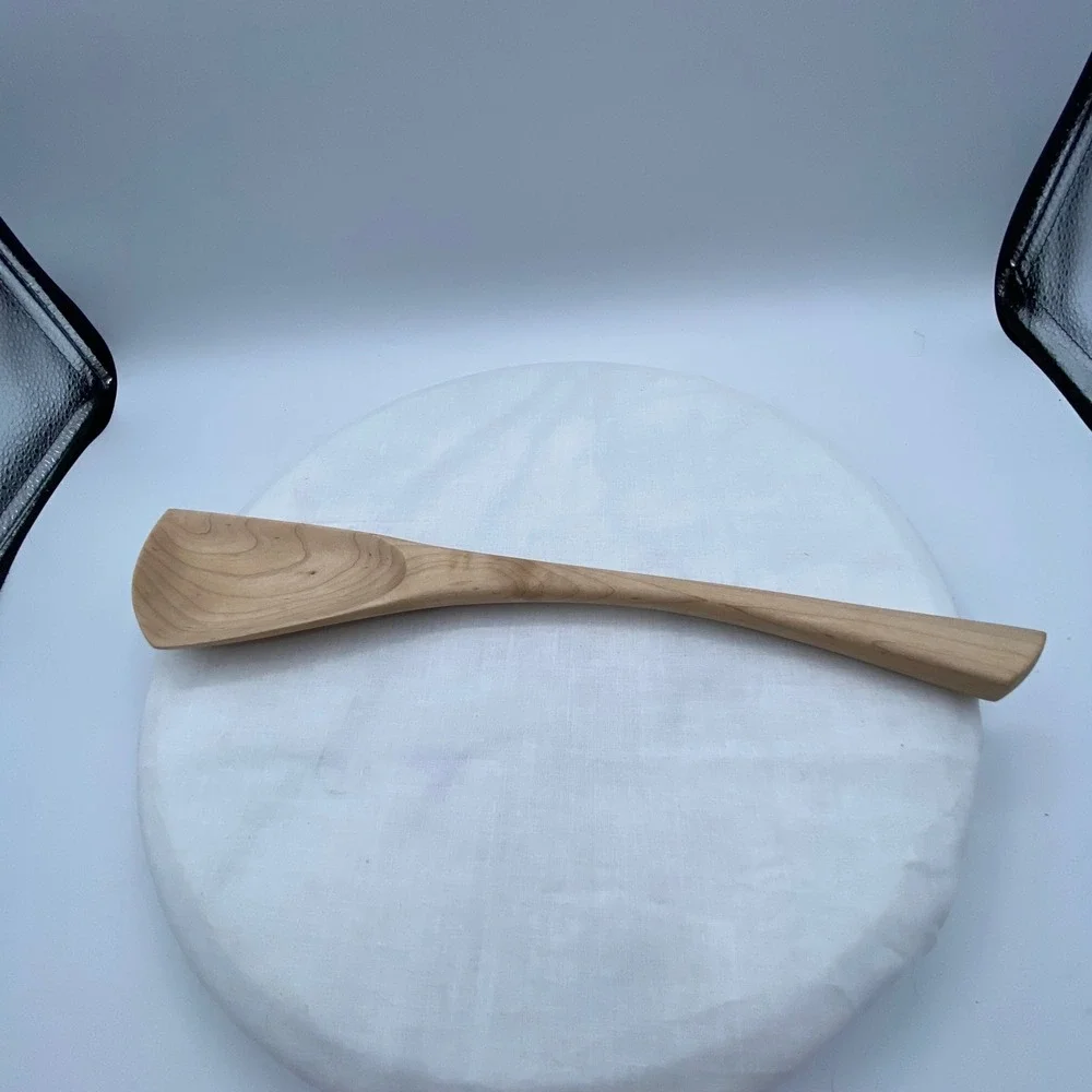 Handcrafted 12in Wooden Stirring Spoon Spatula Natural Grain Maple Smooth